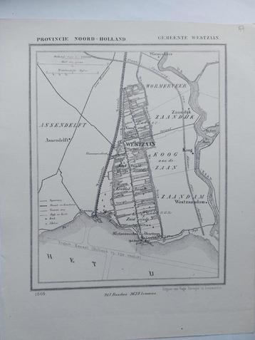 57 / Westzaan Zaandijk Wormerveer Assendelft Litho uit 1869 beschikbaar voor biedingen