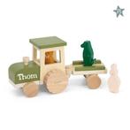 Trixie Houten tractor met aanhangwagen ( met naam ), Ophalen of Verzenden, Nieuw, Kraamcadeau
