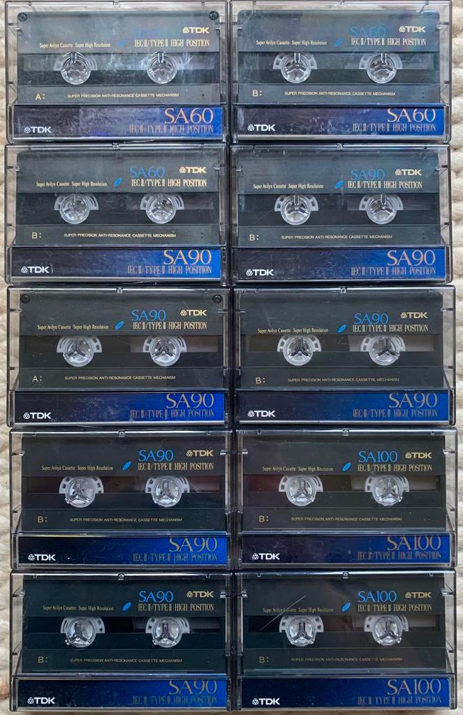 10x TDK SA90 SA60 SA100 cassettebandjes SA 60 90 100 SA-90, Cd's en Dvd's, Cassettebandjes, Gebruikt, Voorbespeeld, Pop, 2 t/m 25 bandjes