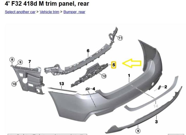 BMW 4' F32 F33 F36 #51128054565 Versteviging achterbumper, Auto-onderdelen, Carrosserie en Plaatwerk, Bumper, BMW, Achter, Nieuw