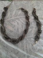 Grove halskettin met armband, Sieraden, Tassen en Uiterlijk, Kettingen, Ophalen of Verzenden, Gebruikt, Zilver, Overige materialen