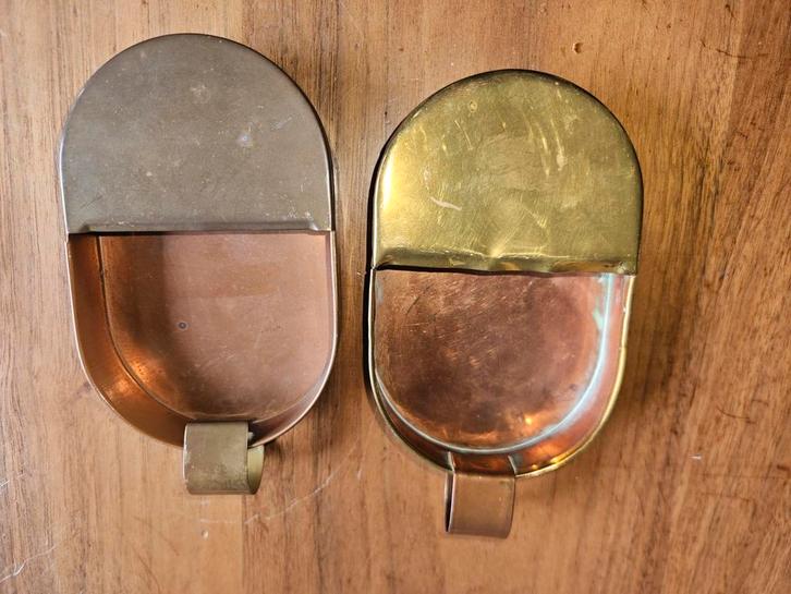 Antieke Koperen Centenbakjes Orgeldraaier, Huis en Inrichting, Woonaccessoires | Kandelaars en Kaarsen, Gebruikt, Minder dan 25 cm