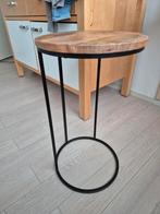 Mangohouten bijzet tafel, Huis en Inrichting, Tafels | Bijzettafels, Ophalen, Gebruikt, Rond, Minder dan 55 cm