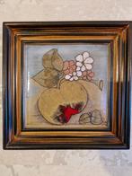 Vintage Tegeltableau met Fruit en Bloemen, Ophalen of Verzenden