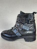 MANFIELD bikerboots schoenen zwart leer maat 40 met gespen, Kleding | Dames, Schoenen, Manfield, Ophalen of Verzenden, Zwart, Schoenen met lage hakken