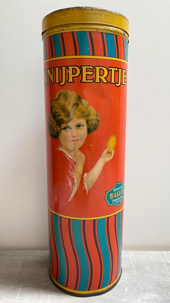 Biscuits Sluis Deventer Holland - Vooroorlogse Blik, Verzamelen, Blikken, Gebruikt, Koek(jes), Overige merken, Ophalen of Verzenden