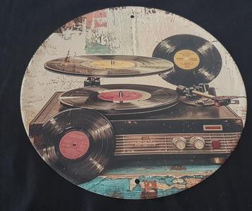 Retro Grammofoon Metalen Bord - Wanddecoratie Ø20cm beschikbaar voor biedingen