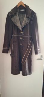 Vintage Faux Fur Suède Jas met Studs, Ophalen of Verzenden, Gedragen, Maat 38/40 (M), Bruin