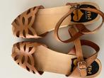 Swedish Hasbeens Toffel sandalen, maat 39, hout en leer, Kleding | Dames, Schoenen, Bruin, Zo goed als nieuw, Swedish Hasbeens