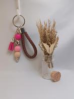 Beadable tassenhanger/sleutelhanger roze-bruin-panter, Ophalen of Verzenden, Nieuw