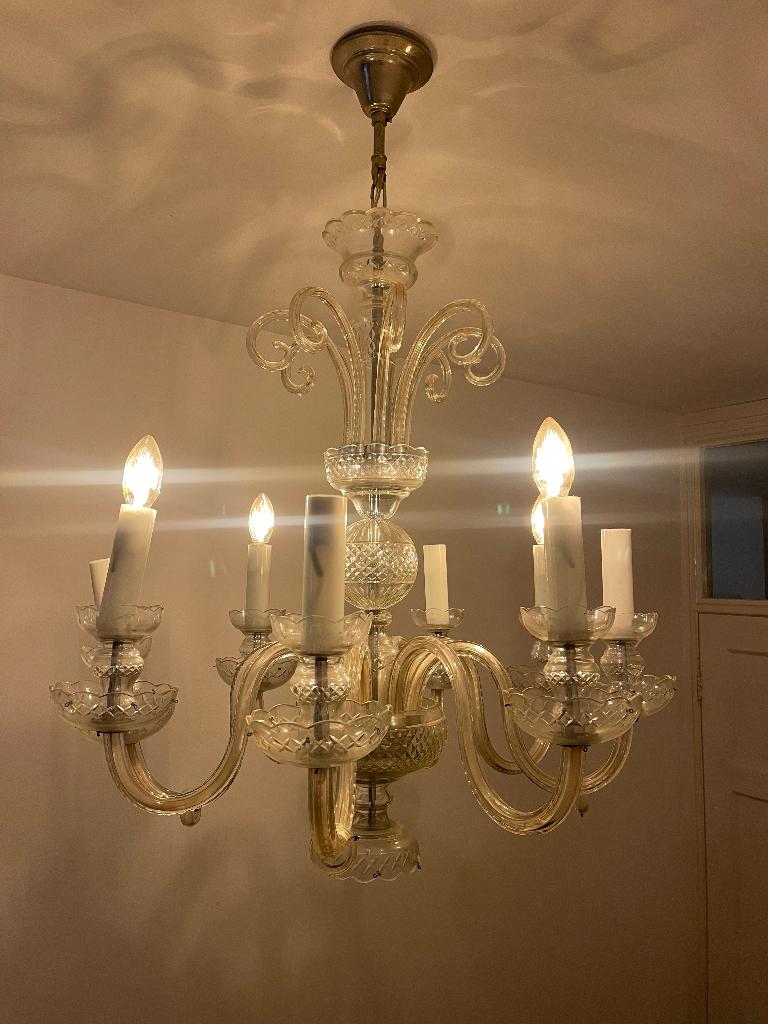 Antieke Venetiaanse kroonluchter, Huis en Inrichting, Lampen | Kroonluchters, Ophalen, Gebruikt, Glas