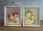 2 prachtige vintage schilderijen in lijst, Ophalen of Verzenden, Zo goed als nieuw, Schilderij, Minder dan 50 cm
