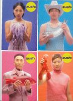 4xZushi reclamekaart voor restaurant Amsterdam  € 4,00, Verzenden, 1980 tot heden, Ongelopen, Cultuur en Media