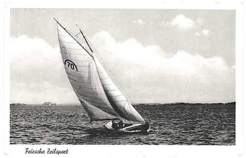 964556	Zeilboot	Poststempel Wolvega	jr 30-40	Gelopen met pos, Verzamelen, Ansichtkaarten | Nederland, Gelopen, 1920 tot 1940, Ophalen of Verzenden