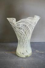 Vintage Murano glazen vaas met witte strepen, Verzenden