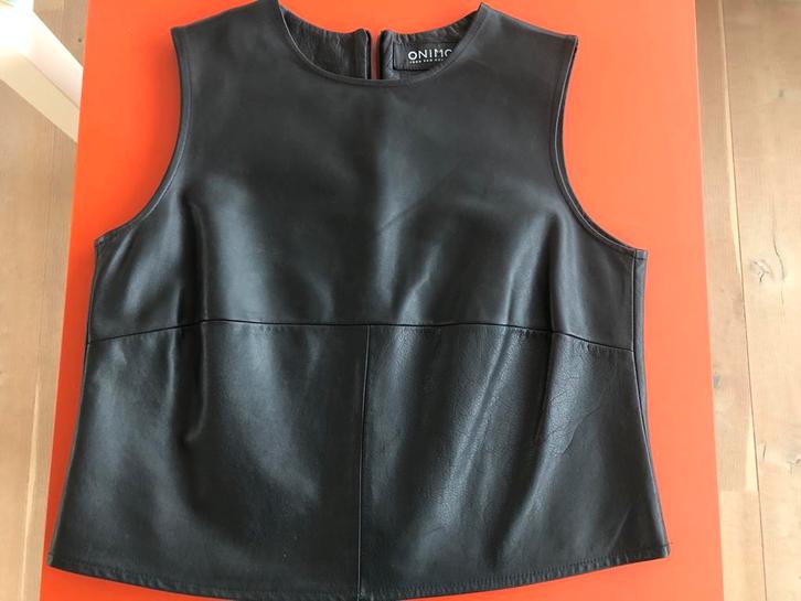 Zwarte leren top van ONIMO, Kleding | Dames, Tops, Nieuw, Maat 38/40 (M), Zwart, Zonder mouw, Ophalen of Verzenden