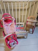 Poppenwagen, bedje, eetstoel 2 in1, autostoel en babypop, Kinderen en Baby's, Speelgoed | Poppen, Ophalen of Verzenden, Gebruikt
