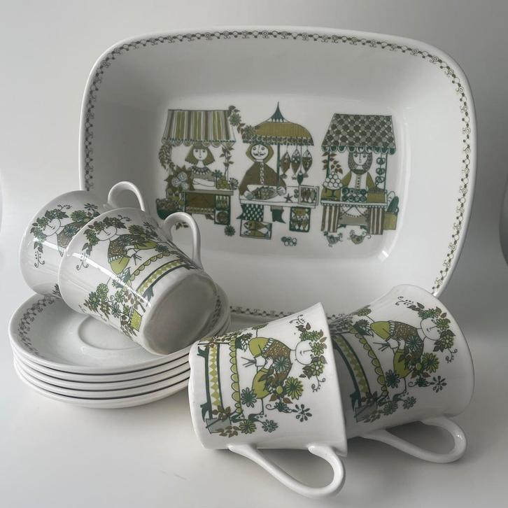 Figgjo Flint Market Servies - Vintage!, Huis en Inrichting, Keuken | Servies, Gebruikt, Kop(pen) en/of Schotel(s), Overige stijlen