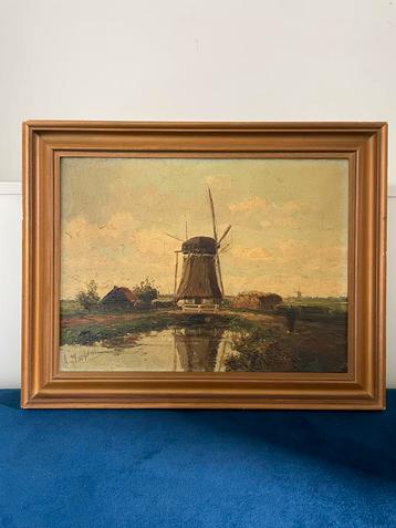 Dicky Rogmans NL | molen in Nederlands landschap | 1950-1965 beschikbaar voor biedingen