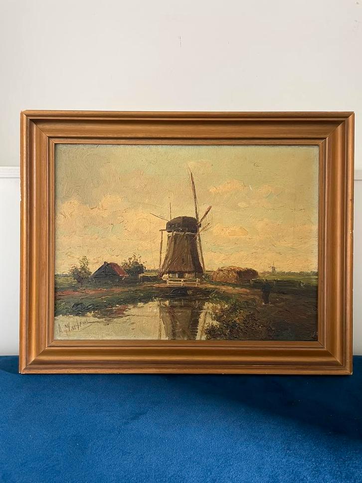 Dicky Rogmans NL | molen in Nederlands landschap | 1925-1965, Antiek en Kunst, Kunst | Schilderijen | Klassiek, Ophalen