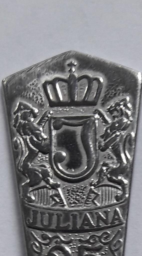 Lepeltje Juliana 25 jaar koningin 1973, Verzamelen, Koninklijk Huis en Royalty, Gebruikt, Speld(je) of Lepel(tje), Nederland, Verzenden