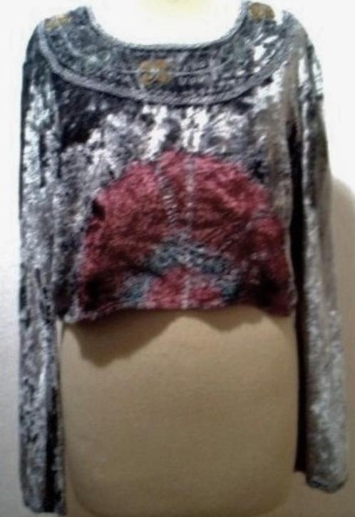 Aparte fluweel look top/tuniek van Rapp! L/one size, Kleding | Dames, Blouses en Tunieken, Zo goed als nieuw, Maat 42/44 (L), Grijs