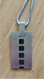 Nieuw: Memphis ketting + hanger rvs zwart 48 cm lang, Nieuw, Ophalen of Verzenden, Zilver, Overige materialen