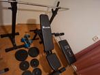 Halterrek drukbank ( 96kg gewichten ) dumbells, Sport en Fitness, Fitnessmaterialen, Ophalen, Zo goed als nieuw, Fitnessbank