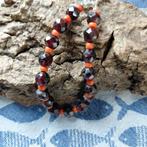 ANTIEK granaten 8 mm met bloedkoraal 3 mm,zilver slotje al, Verzenden, Zilver, Ketting