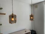 Vintage Hanglampen Set - Goud/Messing & Glas, Huis en Inrichting, Ophalen, Gebruikt, Glas, Minder dan 50 cm