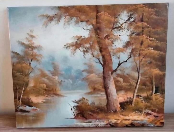 Schilderij landschap water vintage, Antiek en Kunst, Kunst | Schilderijen | Abstract, Ophalen