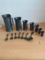 Antieke tinnen maatbekers met lepels, Antiek en Kunst, Antiek | Tin, Ophalen