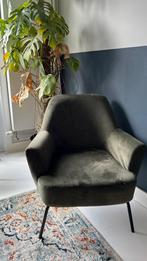 Donkergroen fluwelen fauteuil, Huis en Inrichting, Fauteuils, Minder dan 75 cm, Gebruikt, 50 tot 75 cm, Ophalen