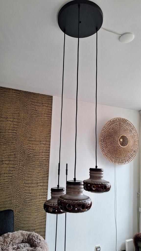 Vintage Fat Lava Hanglamp - 3 Lampen, Huis en Inrichting, Lampen | Hanglampen, Gebruikt, Minder dan 50 cm, Overige materialen