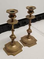 Antieke koperen Kandelaars - 25cm Hoog, Antiek en Kunst, Antiek | Kandelaars, Ophalen of Verzenden, Koper of Brons
