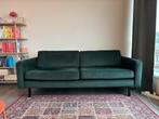 Donkergroene velours 3-zits bank, Ophalen, 75 tot 100 cm, Zo goed als nieuw, Rechte bank