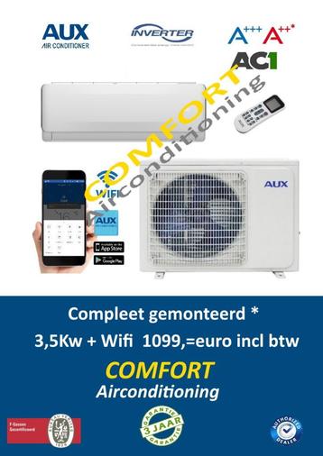 Airco compleet gemonteerd AUX +Wifi