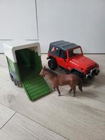 Bruder Jeep met paardentrailer en paard., Hobby en Vrije tijd, Overige merken, Ophalen of Verzenden, Zo goed als nieuw, Auto