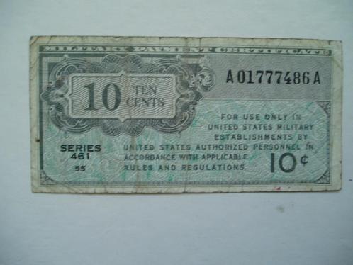 752. Amerika, MPC 10 cents (1946-1947) series 461., Postzegels en Munten, Bankbiljetten | Amerika, Los biljet, Noord-Amerika, Verzenden