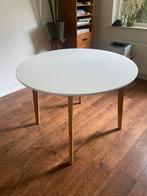 Ronde eettafel met wit blad, Huis en Inrichting, Tafels | Eettafels, Ophalen, Gebruikt, 100 tot 150 cm, Rond