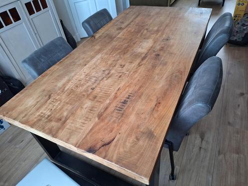 Industriële eettafel 6 pers., Huis en Inrichting, Tafels | Eettafels, Zo goed als nieuw, 100 tot 150 cm, 200 cm of meer, Vijf personen of meer