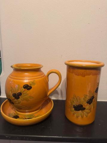 Frans aardewerk Biot schenkkan, schaal en wijnkoeler beschikbaar voor biedingen