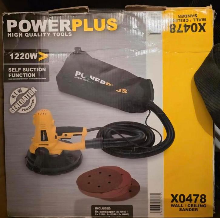 Powerplus Wand-/Plafondschuurmachine 1220W, Doe-het-zelf en Verbouw, Gereedschap | Schuurmachines, Gebruikt, Overige typen, 1200 watt of meer