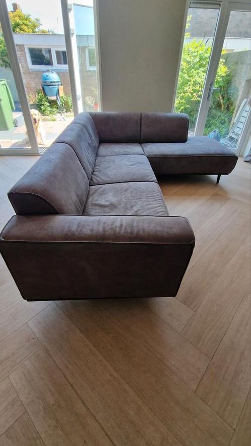 Be pure home statement hoekbank rechts grijs leer, Huis en Inrichting, Banken | Complete zithoeken, Gebruikt, Leer, Ophalen