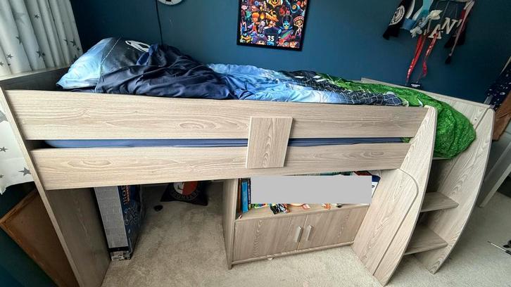 Halfhoogslaper Beau met Bureau (207x95x108,2cm (LxBxH)), Huis en Inrichting, Slaapkamer | Stapelbedden en Hoogslapers, Zo goed als nieuw