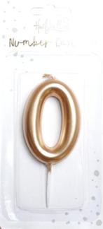 Nummer Kaars - Goud 0 - 6cm, Verzenden, Nieuw, Versiering, Overige