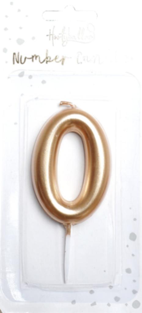 Nummer Kaars - Goud 0 - 6cm, Hobby en Vrije tijd, Feestartikelen, Nieuw, Versiering, Overige, Verzenden