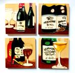 benaya porseleinen display tegel plaques wine set van 4, Ophalen of Verzenden