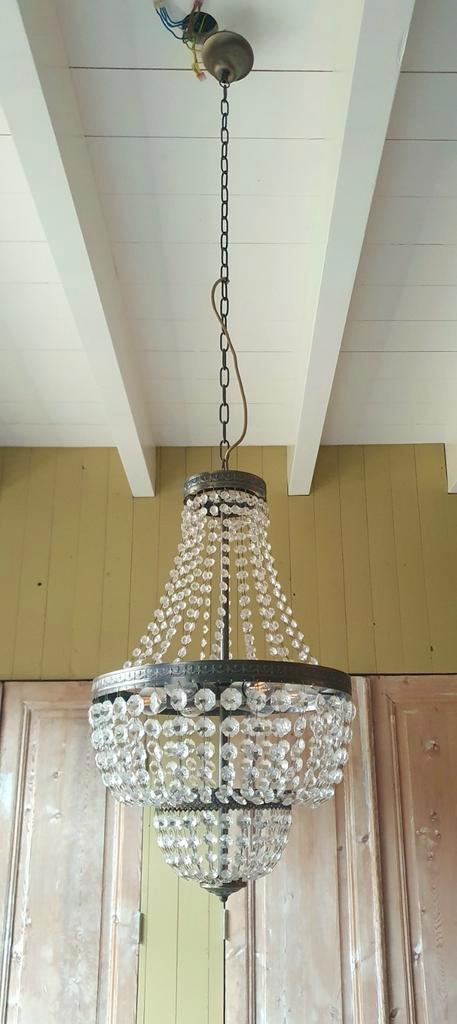 Grote zakluchter/ kristal hanglamp/ luster/ kroonluchter, Huis en Inrichting, Lampen | Kroonluchters, Gebruikt, Ophalen