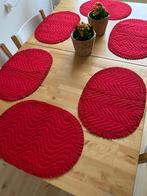 6 Vintage rode gequilte Kerst placemats stof zgan rookvrij h, Ophalen of Verzenden, Zo goed als nieuw